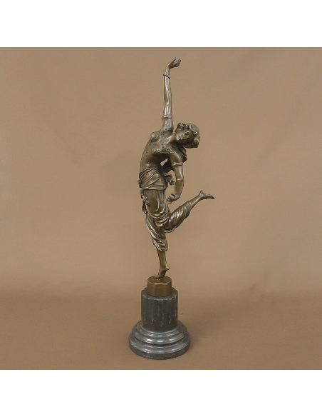 Sculpture en bronze: Femme Art déco "Danseuse Oriental" -Patine brune