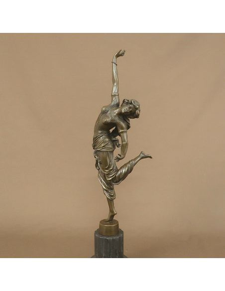 Sculpture en bronze: Femme Art déco "Danseuse Oriental" -Patine brune