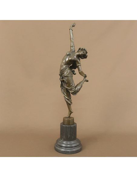 Sculpture en bronze: Femme Art déco "Danseuse Oriental" -Patine brune