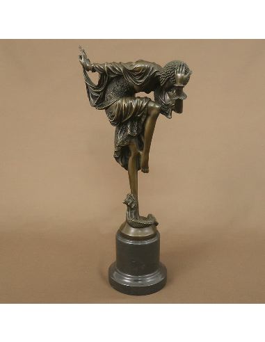 Sculpture en bronze: Femme Art déco "La danseuse d'Ankara" -Pat. brune