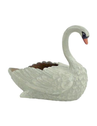 Escultura de bronce. Cisne pintado 