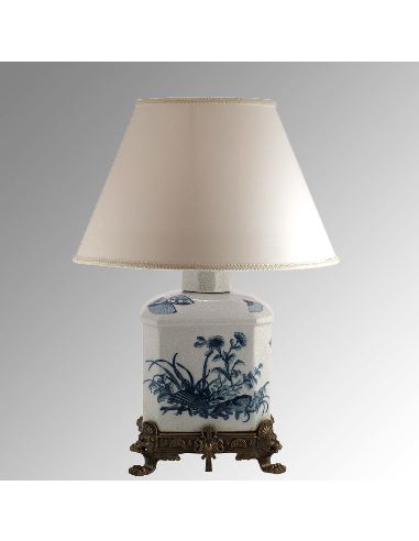 Pie de lampara de porcelana. Pie de lámpara botella 35cm con bronce -Abanico