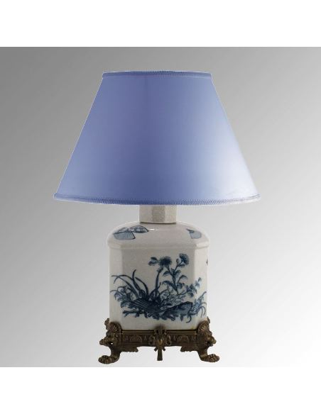 Pie de lampara de porcelana. Pie de lámpara botella 35cm con bronce -Abanico