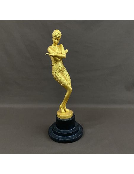 Sculpture bronze Femme Art déco "Danseuse Coy" - Dorée -full-