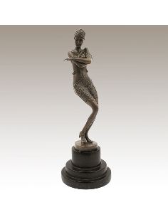 Sculpture en bronze: Femme Art déco "Danseuse Coy" -Patine brune