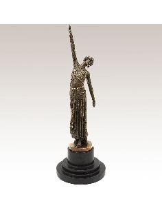 Sculpture en bronze: Femme Art déco "Pas de danse" -Patine brune