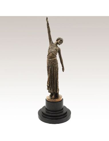 Sculpture en bronze: Femme Art déco "Pas de danse" -Patine brune