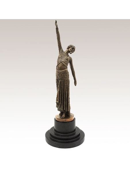 Sculpture en bronze: Femme Art déco "Pas de danse" -Patine brune
