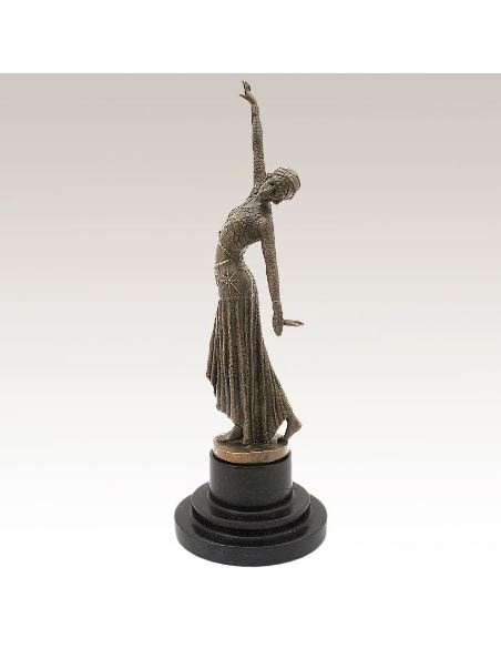Sculpture en bronze: Femme Art déco "Pas de danse" -Patine brune