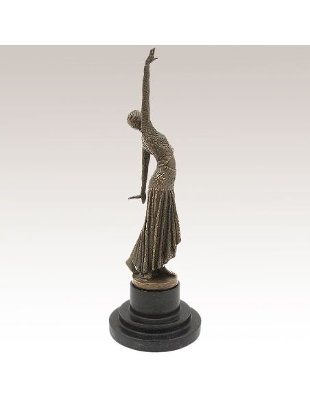 Sculpture en bronze: Femme Art déco "Pas de danse" -Patine brune