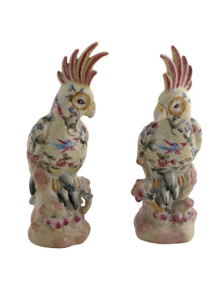 Loro de porcelana. Loro cacatúa pareja 22cm -Ambrosia