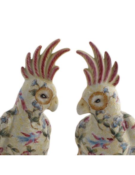Loro de porcelana. Loro cacatúa pareja 22cm -Ambrosia