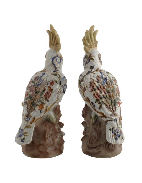 Loro de porcelana. Loro cacatúa pareja 22cm -Boreal