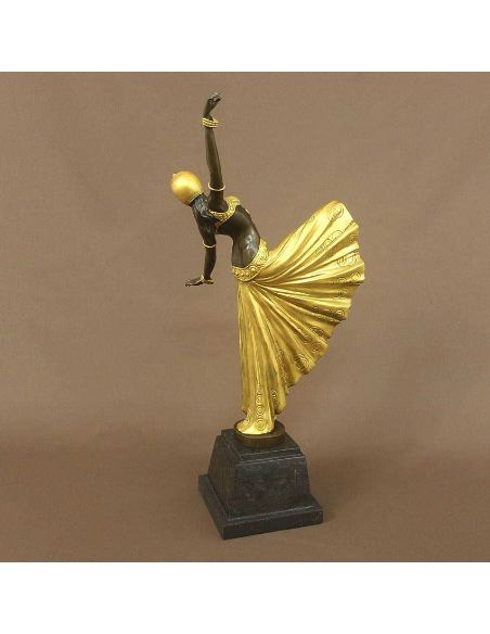 Sculpture en bronze: Femme Art déco "Testris" -Patine Dorée