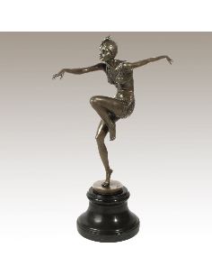 Sculpture en bronze: Femme Art déco "Con Brio" -Patine brune