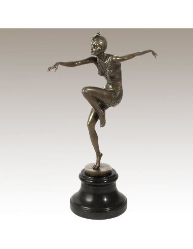 Sculpture en bronze: Femme Art déco "Con Brio" -Patine brune