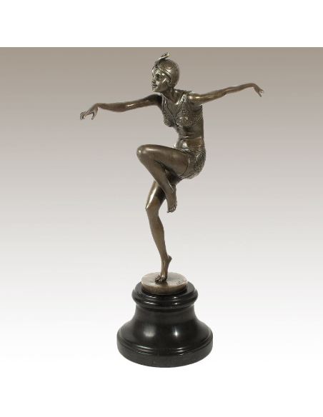 Sculpture en bronze: Femme Art déco "Con Brio" -Patine brune