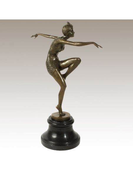 Sculpture en bronze: Femme Art déco "Con Brio" -Patine brune