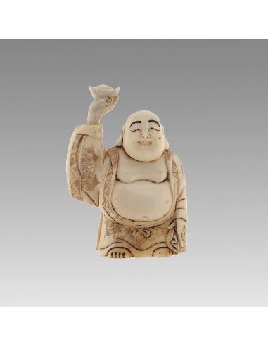 Sculpture sur os: Bouddha de la fortuna 08cm