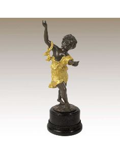 Sculpture en bronze: Enfant dansant -Patine Dorée