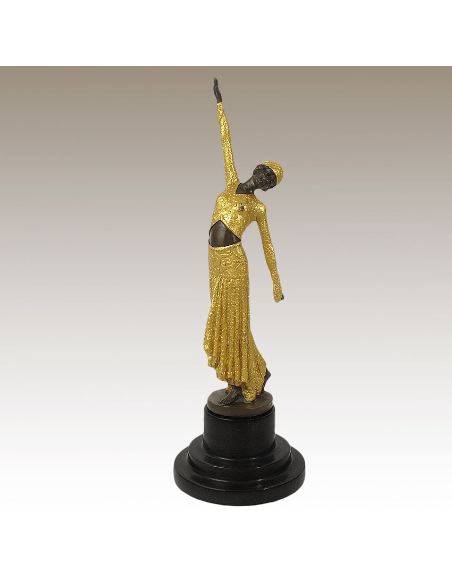 Sculpture en bronze: Femme Art déco "Pas de danse" -Patine dorée