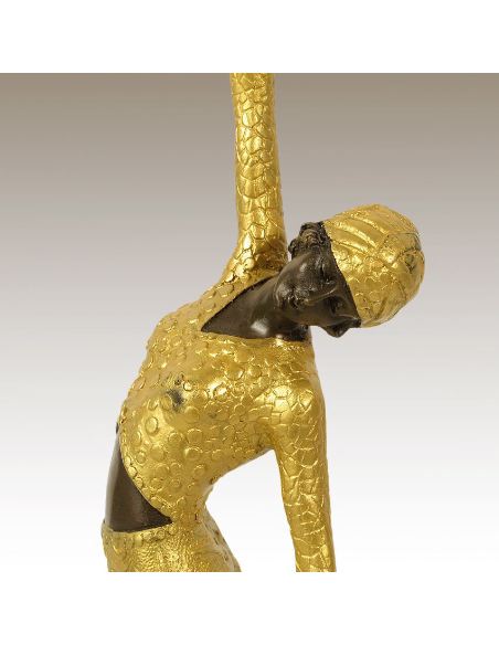 Sculpture en bronze: Femme Art déco "Pas de danse" -Patine dorée