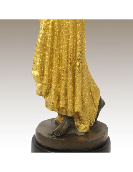 Sculpture en bronze: Femme Art déco "Pas de danse" -Patine dorée