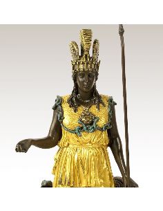 Sculpture en bronze: Déesse Athénea (Minerve) -Patine dorée 2