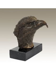 Escultura de Bronce. Cabeza de águila con peana
