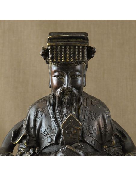 Figura de bronce. Emperadores chinos Dinastía Qing pareja