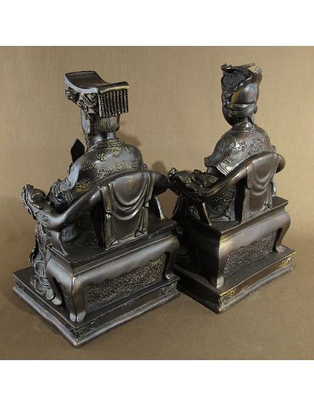 Figura de bronce. Emperadores chinos Dinastía Qing pareja