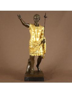 Sculpture en bronze: Empereur Romain César Auguste -Patine dorée