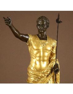 Sculpture en bronze: Empereur Romain César Auguste -Patine dorée 2