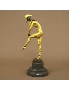 Sculpture en bronze: Arlequin Art déco "Dance de l'arlequin" -Pat.dorée