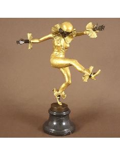 Figura de Bronce. Colombina Art Decó "Dancing Columbine" -Dorado