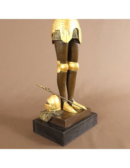 Sculpture en bronze: Jeanne d'arc -Patine dorée