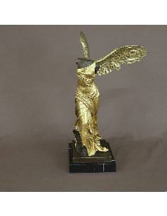 Sculpture en bronze: Victoire de Samothrace (la déesse Niké) Pat. dorée