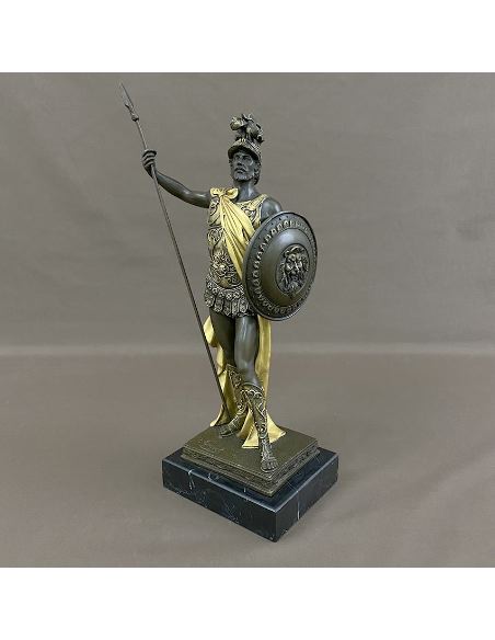 Sculpture en bronze: Soldat Grecque -Patine dorée