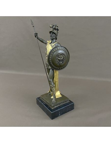 Sculpture en bronze: Soldat Grecque -Patine dorée