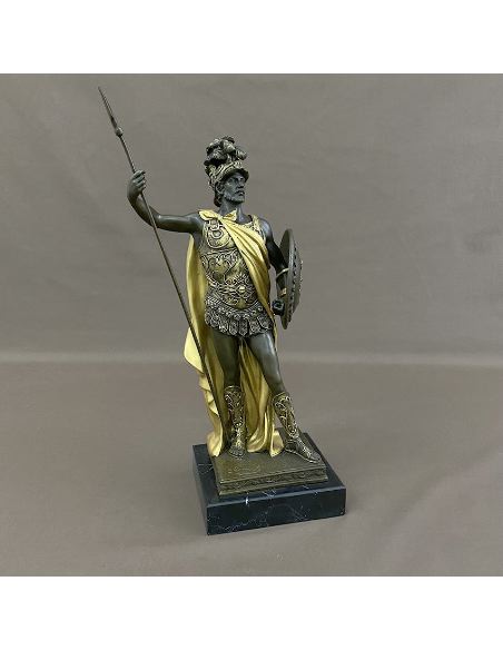 Sculpture en bronze: Soldat Grecque -Patine dorée