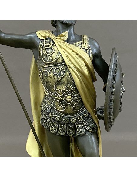 Sculpture en bronze: Soldat Grecque -Patine dorée