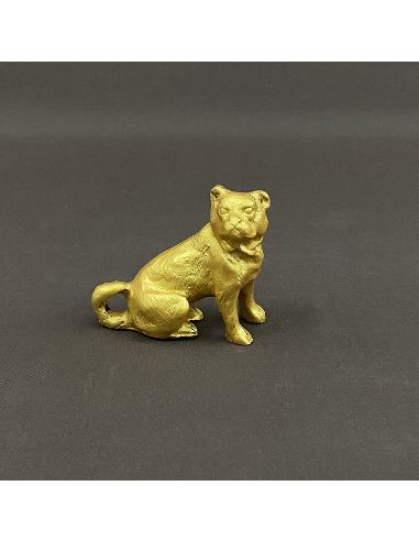 Escultura de Bronce Perro Bulldog -Dorado -full-