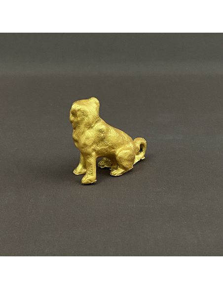 Escultura de Bronce Perro Bulldog -Dorado -full-