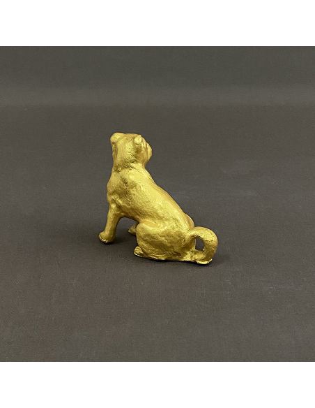 Escultura de Bronce Perro Bulldog -Dorado -full-
