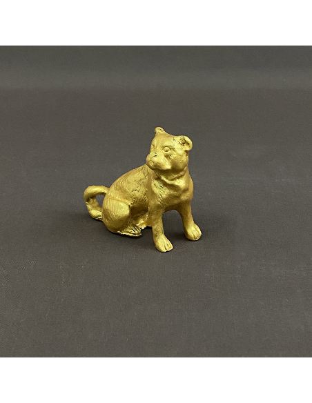 Escultura de Bronce Perro Bulldog -Dorado -full-